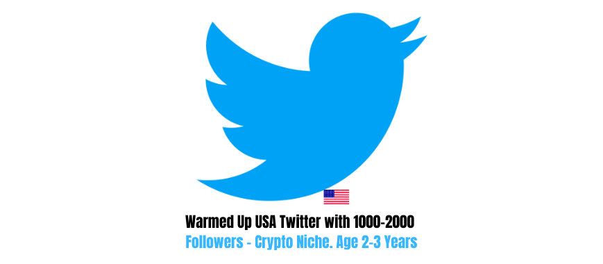 Warmed Up USA Twitter with 1000-2000 Followers - Crypto Niche. Age 2-3 Years